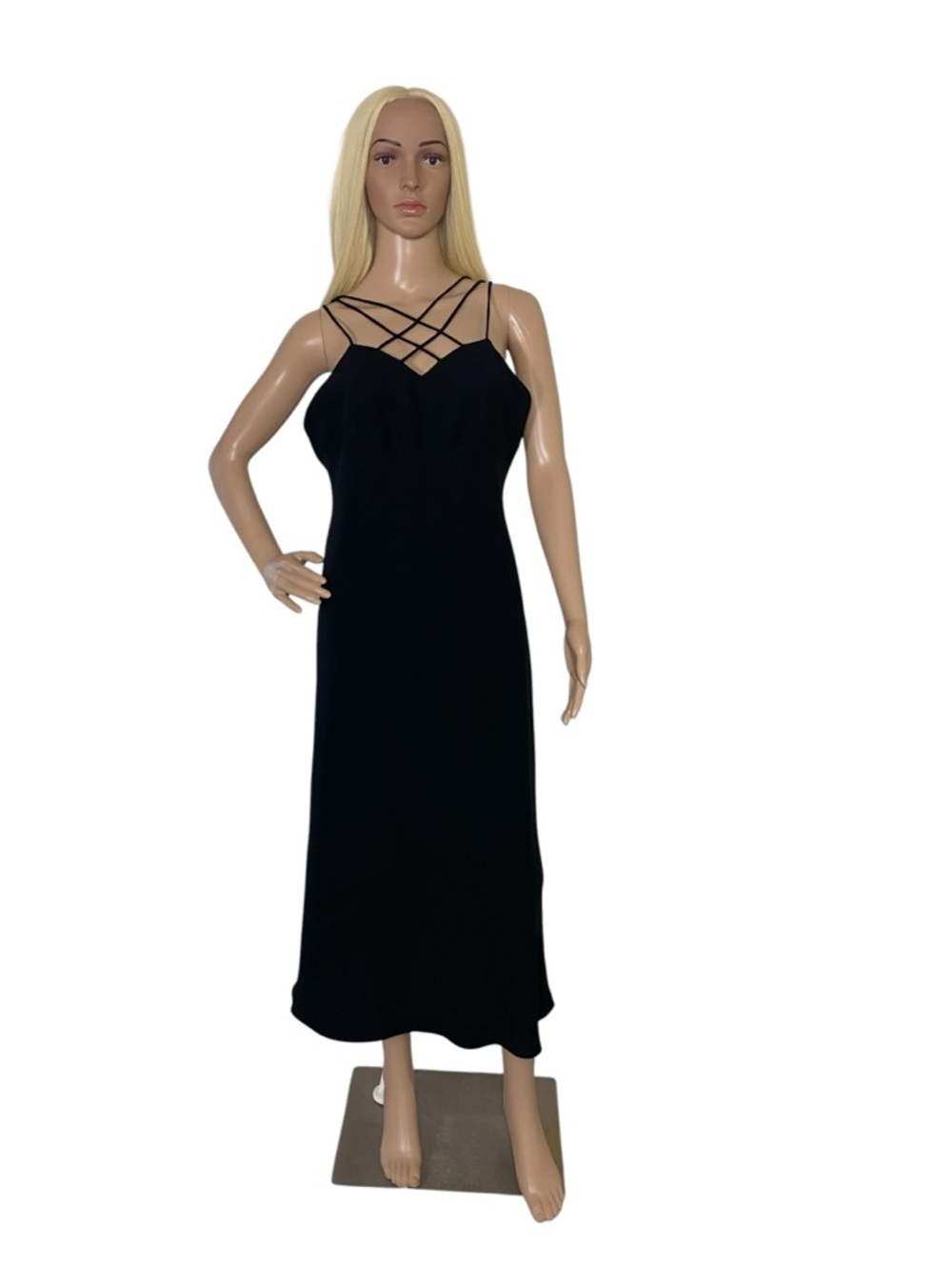 Jones Wear Black Asymmetrical Strappy Slip Dress formal wear